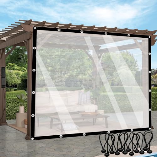 JIwqDY Wasserdicht Plane Transparent mit Ösen Regenschutz Abdeckplane Reißfeste PE Abdeckung für Pavillons, Pavillon, Balkon (Color : Clear, Size : 8'x8'(2.5x2.5m)) von JIwqDY
