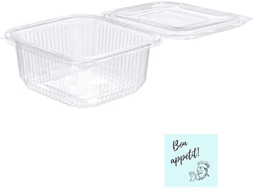 JJ LMS Behälter für Lebensmittel, 50 Stück, geeignet für die Verwendung in Mikrowelle, inkl. 10 Aufkleber (Bon Appetit), luftdichte Behälter aus Kunststoff mit Deckel (500 CC) von JJ LMS