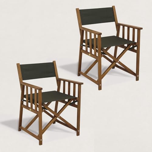 Joy Regisseursessel aus Holz – 2 Sessel werden montiert geliefert, leicht und praktisch, Spun-Polyester, 320 g, weich und wasserabweisend, Olivgrün Joy Regisseursessel aus Holz – 2 Sessel werden montiert geliefert, leicht und praktisch, Spun-Polyester, 320 g, weich und wasserabweisend, Olivgrün von JJ.