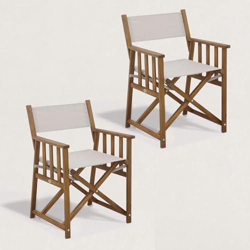 Joy Regisseursessel aus Holz – 2 Sessel werden montiert geliefert, leicht und praktisch, Spun-Polyester, 320 g, weich und wasserabweisend, beige elfenbeinfarben Joy Regisseursessel aus Holz – 2 Sessel werden montiert geliefert, leicht und praktisch, Spun-Polyester, 320 g, weich und wasserabweisend, beige elfenbeinfarben von JJ.
