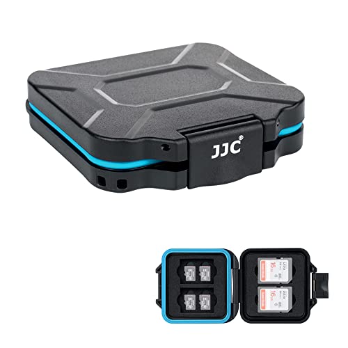 JJC Speicherkarten Hülle Schlanker Halter für 4 SD SDXC SDHC und 8 Micro SD Micro SDXC Micro SDHC TF Karten, Wasserbeständiger Stoßfest Tragbare SD Card Aufbewahrungsbox Organizer von JJC