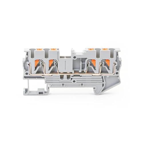 JJCFGRDM 10 Stück PT2.5-Quattro Terminal Block 4 Leiter Din-Schiene Elektrischer Draht Federanschluss Push-In Leiter Drahtverbinder(Gray) von JJCFGRDM