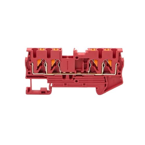 JJCFGRDM 10 Stück PT2.5-Quattro Terminal Block 4 Leiter Din-Schiene Elektrischer Draht Federanschluss Push-In Leiter Drahtverbinder(RED) von JJCFGRDM
