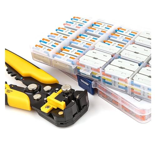 JJCFGRDM 30PCS Boxed Mini Compact Draht Verdrahtung Stecker Leiter 2/3Pin Push-in Terminal Block Mit Multifunktions Abisolierzange Set(D3-3M with Tool) von JJCFGRDM