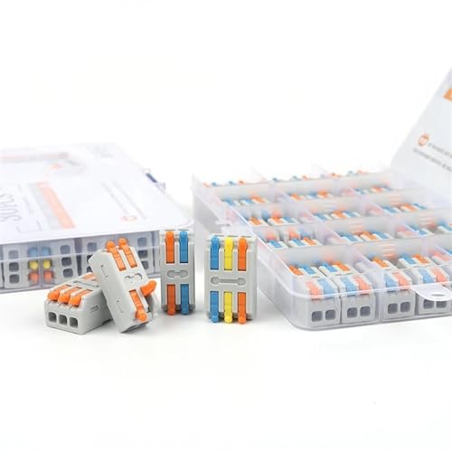 JJCFGRDM Boxed Mini Compact Wire Wiring Connector Leiter 2/3Pin mit Hebel Push-in Butt Terminal Block elektrische Verbindung AWG28-12(D2D3 MM 72PCS) von JJCFGRDM