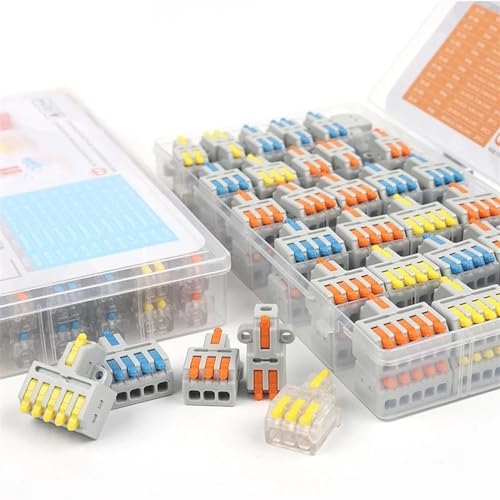 JJCFGRDM Boxed Mini Quick Compact Splitter-Anschluss Push-in-Spleißklemmenblock 1-in-Mehrfachausgang-Kabelleiter-Anschluss for Zuhause(D1-4 30PCS) von JJCFGRDM