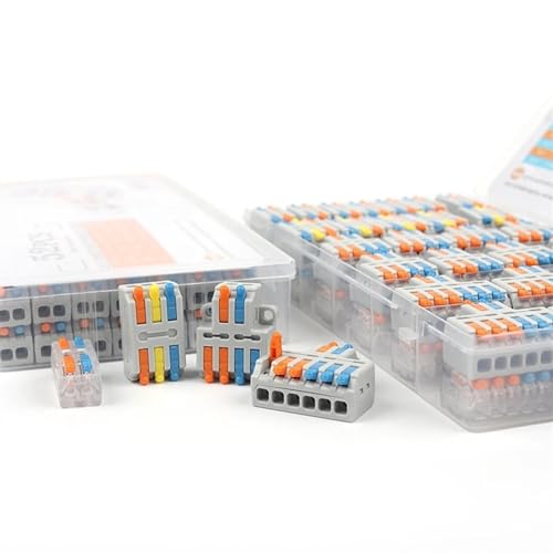 JJCFGRDM Boxed Mini Quick Wire Connector Kompakter Schnellverdrahtungskabelstecker for Anschlusskastenleiter Push-in HomeTerminal Block(52PCS MM) von JJCFGRDM