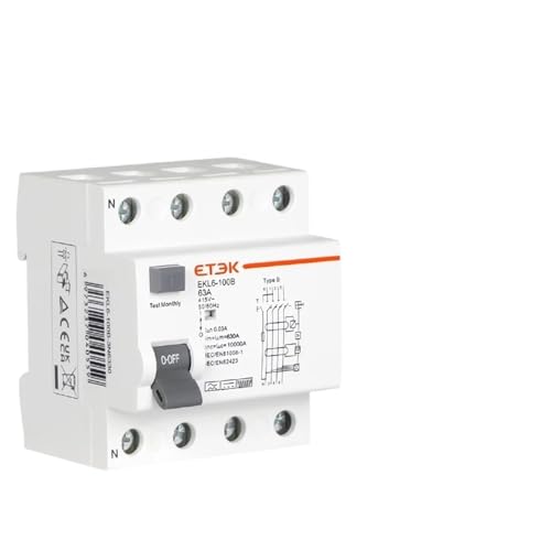 RCD-Fehlerstromschutzschalter RCCB Typ B Evse 4P 4Pole AC 63a 30ma 10KA DIN-Schiene 220V EKL6-100B RCD-Fehlerstromschutzschalter RCCB Typ B Evse 4P 4Pole AC 63a 30ma 10KA DIN-Schiene 220V EKL6-100B von JJCFGRDM