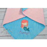 Baby Decke Personalisierte Meerjungfrau-Meerjungfrau Minky Baby-Decke-Mädchen Meerjungfrau Decke-Personalisierte Babydecke Mädchen-Meerjungfrau von JJCuties