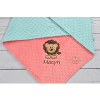 Baby-Decke-Personalisierter Löwe Minky Baby-Decke Junge-Löwe Junge-Decke-Mädchen-Löwe-Decke-Zoo-Tier-Decke-Personalisierte Junge von JJCuties