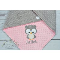 Eule Personalisierte Baby Decke-Eule Decke-Personalisierte Minky Decke-Minky Decke-Baby Mädchen Decke von JJCuties