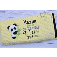 Personalisierte Babydecke Panda-Geburt Stat Decke Panda-Personalisierte Minky Babydecke-Panda Decke-Monogrammed Junge Mädchen von JJCuties