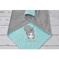 Personalisierte Minky Baby Decke-Woodland Decke-Eichhörnchen Monogramm Decke-Mädchen Decke-Junge Decke von JJCuties