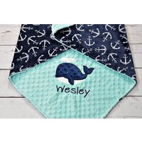 Personalisierte Minky Babydecke - Anker Decke Wal -Anker Babydecke-Wal von JJCuties