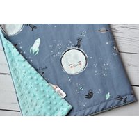 Personalisierte Minky Babydecke Raum Mond-Personalisierte Mond Babydecke-Geburtsankündigung-Mars Babydecke-Planet Kinderzimmer von JJCuties