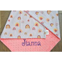 Personalisierte Regenbogen Babydecke Regenbogen-Personalisierte Minky Junge Mädchen-Regenbogen Babydecke-Regenbogen Kinderzimmer-Geburtsanzeige von JJCuties