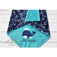Wal Baby Decke Personalisiert-Anker Minky Decke-Anker Decke-Wal von JJCuties
