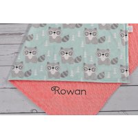 Waschbär Babydecke-Personalisierte Babydecke-Waschbär Minky Decke-Aqua Mint Personalisierte Babydecke Boy Girl Blanket von JJCuties