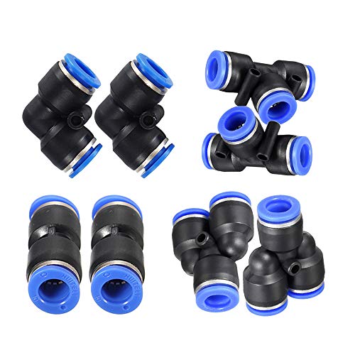 Carkio Druckluftwerkzeug-Armaturen, 10 mm, pneumatische Steckverbinder-Set, 2 Ellbogen, 2 T-Tee, 2 gerade + 2 Splitter, Schnellverbindungen, Kunststoff, Push-to-Connect-Armaturen, Kombi-Kit, 8 Stück Carkio Druckluftwerkzeug-Armaturen, 10 mm, pneumatische Steckverbinder-Set, 2 Ellbogen, 2 T-Tee, 2 gerade + 2 Splitter, Schnellverbindungen, Kunststoff, Push-to-Connect-Armaturen, Kombi-Kit, 8 Stück von Carkio