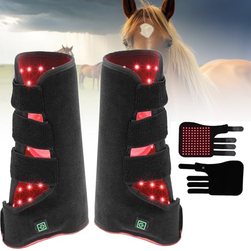 JJENXYYDS LED-Rotlichttherapie, Nahinfrarot-Therapiebandage für Pferde, LED-Infrarot- und Rotlicht-Pferdegamaschen, Nahinfrarot-Lichttherapiegerät für Muskelzerrungswunden in Pferdebeinen,Left+Right von JJENXYYDS