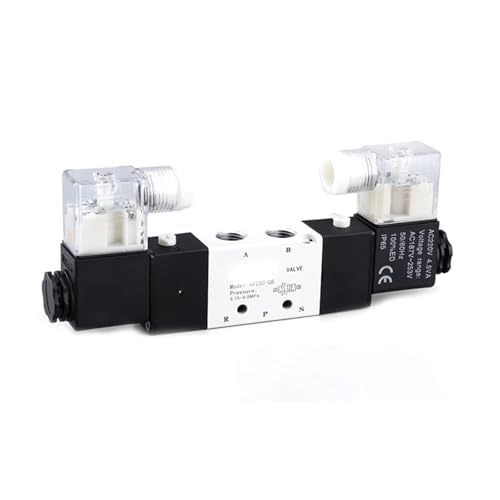 4V230-08C 5-Wege-3-Positionen-Pneumatik-Magnetventil 1/4 Zoll DC12V DC24V AC110V AC220V mit Armaturenanschluss 4 6 8 10 12 mm(4v230-08c) von JJHQOKYNA