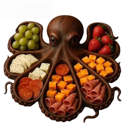 Oktopusförmige Obst- und Snackplatte – Serviertablett mit mehreren Fächern für Zuhause, Wohnzimmer, Dekoration, Lebensmitteldisplay & Partygebrauch (A) von JJIAGOLD