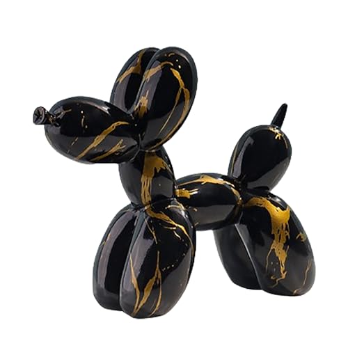 JJIW Moderne Luftballon Hund Skulptur, Kreative Ballon Hund Skulptur, Bunte Ballon Hund Ornamente FüR Weinschrank Wohnzimmer Schlafzimmer (Schwarzes Gold) von JJIW