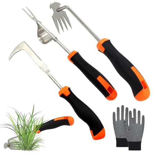 Unkrautstecher, Unkraut Entferner GeräT, GartengeräTe ErmöGlicht Effizientes Entfernen Der Wurzeln Und PräZises Entfernen Von Unkraut, Gartenwerkzeug Set, Gartenkralle, Gartenschaufel (3 Pcs) von JJIW