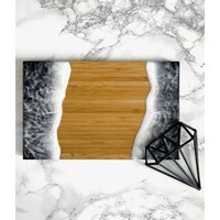 Zwei Wellen, Ozean Holz Kunstharz Tablett, Schmuck Strand Resin Kunst, Servierplatte, Dekorative Platte, Schmuckbrett von JJInkporium