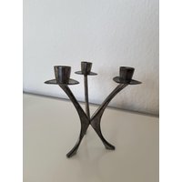 Brodrene Mylius Norway Pewter Triple Candle Holder Modern 1960S Brodrene Mylius Norway Pewter Triple Candle Holder Modern 1960S von JJJJLaden