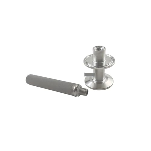 JJKKOZVQF 1,5" x 1,5" Tri-Clamp-Karbonisierungsstein aus Edelstahl SS316L mit doppeltem Tri-Clover-Gaseinlass(100mm Stone) von JJKKOZVQF