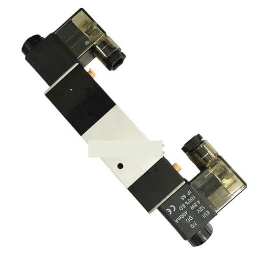 JJKKOZVQF Pneumatisches Magnetventil 4V230C/4V230E/4V230P-06/08 Doppelspule Anschluss 1/8 1/4 24VDC 5/3-Wege-Regelventil Stecker rote LED-Leuchte(4V230C-06,DC12V_LED Plug Type) von JJKKOZVQF