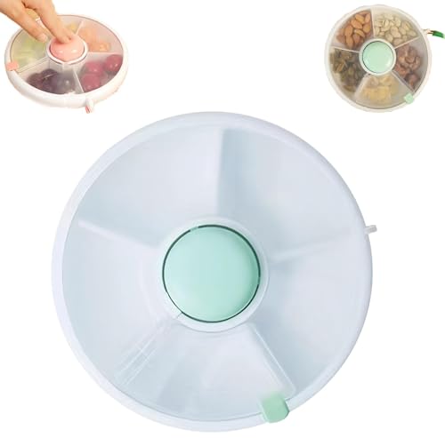 JJKTO Snack Spinner Rotating Storage Portable, 5 Compartment Food Grade Spinning Snack Organizer, Container Transparent Lid Leakproof Spill-Proof Snack Box with Compartments von JJKTO