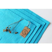 4Er Set Leinen Tischsets, Handgemacht, Tisch Dekor, Türkis Blau Tischsets von JJLinenIdeas