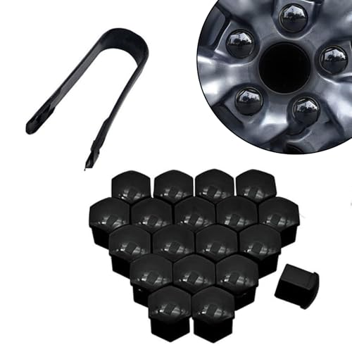 JJNIENUS 20 StüCke Radschraubenkappen FüR BMW 3 Series(4 Door) G20+G21 2019-2023, Anti Staub Radmutterkappe Verriegelungsset Und Werkzeug Zum Entfernen ZubehöR,Black-21mm von JJNIENUS
