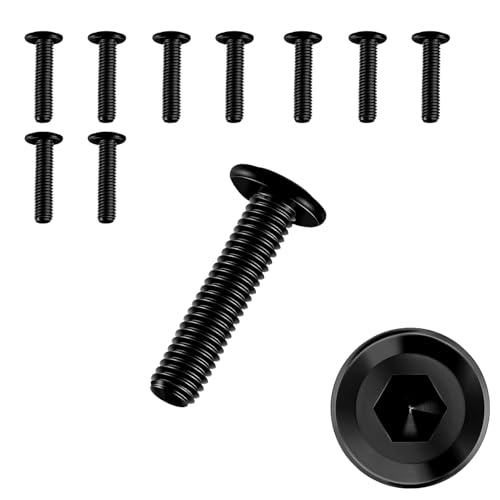 10 Stück Schrauben M4 × 20,Flachkopfschrauben m4 Innensechskant,m4 Schrauben,Schrauben Schwarz,Edelstahl A2 V2A,Vollgewinde von JJPJL