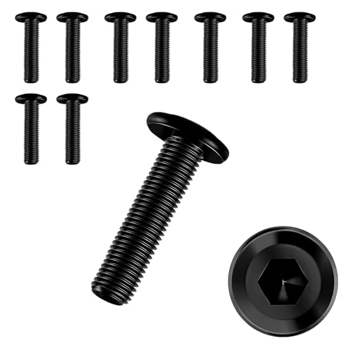 10 Stück Schrauben M6 × 25,Flachkopfschrauben m6 Innensechskant,m6 Schrauben,Schrauben Schwarz,Edelstahl A2 V2A,Vollgewinde von JJPJL