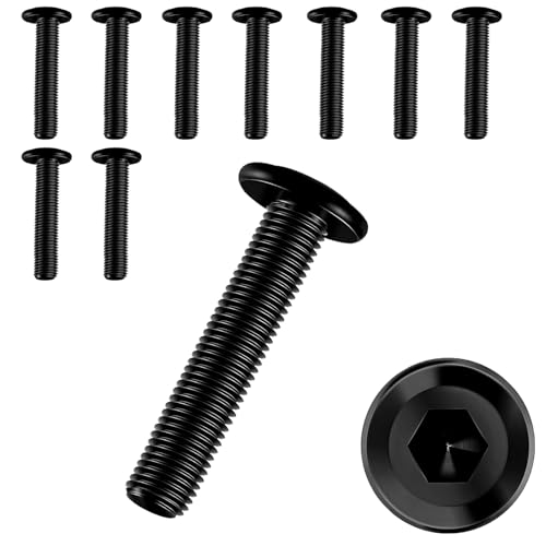10 Stück Schrauben M6 × 30,Flachkopfschrauben m6 Innensechskant,m6 Schrauben,Schrauben Schwarz,Edelstahl A2 V2A,Vollgewinde von JJPJL