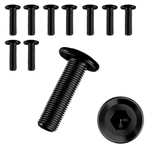 10 Stück Schrauben M8 × 25,Flachkopfschrauben m8 Innensechskant,m8 Schrauben,Schrauben Schwarz,Edelstahl A2 V2A,Vollgewinde von JJPJL