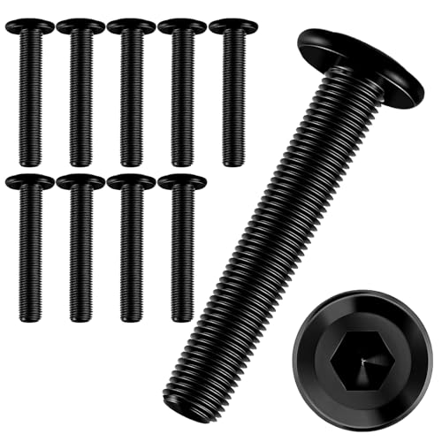 10 Stück Schrauben M8 × 40,Flachkopfschrauben m8 Innensechskant,m8 Schrauben,Schrauben Schwarz,Edelstahl A2 V2A,Vollgewinde von JJPJL