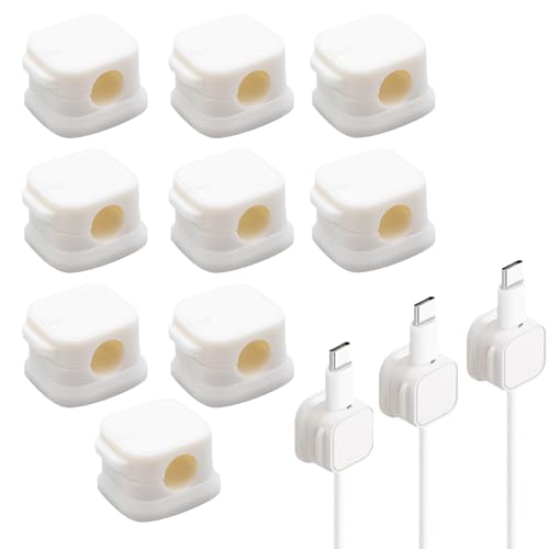 9 Stück Kabel Halter,Kabelhalter Magnetisch,Magnetic Cable Clips,Magnetische Kabelhalter,Magnet Kabelhalter,Selbstklebend,für Schreibtisch,Nachttisch,Ladekabeln,HDMI,22 * 22 * 14mm (Weiß) von JJPJL