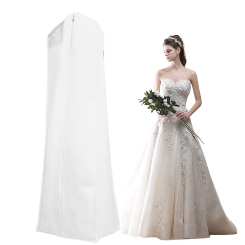Kleidersack Brautkleid,Kleidersack Lang 180 cm,Kleidersacke Lang,Kleiderhülle Lang,Atmungsaktiver,Staubdichte,mit reißverschluss,für Brautkleider,Abendkleider,Lange Mäntel,180 x 60 x 40cm (Weiß) von JJPJL