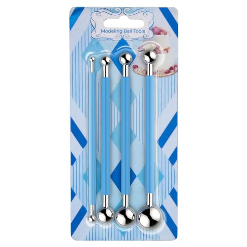 JJOnlineStore Metall-Feinwerkzeug-Set zum Dekorieren von Kuchen etc, mit Bällen am Ende, 4-teilig von JJ PRIME