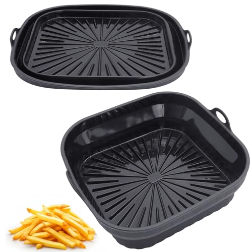 2 Stück Silikonform für Heißluftfritteuse Zubehör Airfryer Silikon Backform 20,5 cm Wiederverwendbare Airfryer Silikon Form Silikoneinsatz für Heißluftfriteuse, Mikrowelle, Ofen von JJQHYC