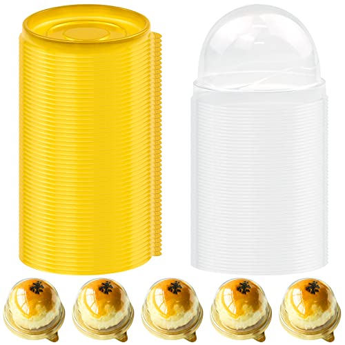 JJQHYC 50 Stück Dessertbox Klein Verpackung Box für Kuchen Macaron Schokoladen Geschenkboxn Transparent Kuchenbox für Geburtstag Party Hochzeit von JJQHYC