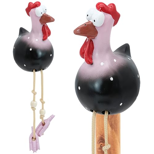 JJQHYC Huhn Kantenhocker Deko Figuren Huhn Dekoration Gartendeko Hühner aus Harz, Lustig Kantenhocker Huhn 13 cm (Schwarz) von JJQHYC