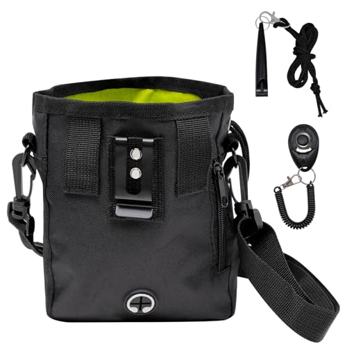 JJQHYC Leckerlibeutel für Hunde Gassi gehen und Training, Futterbeutel Hundetraining Leckerlitasche mit Kotbeutelspender (Schwarz) von JJQHYC