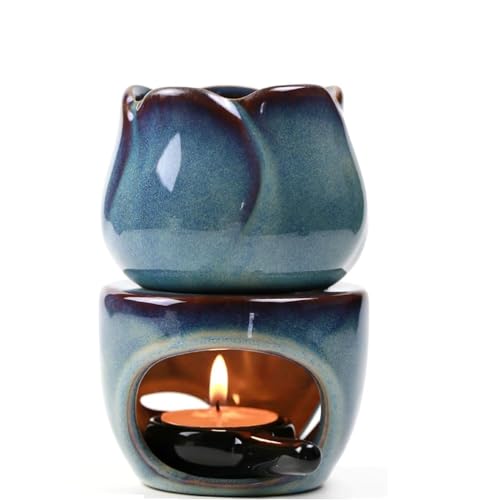 Keramik Duftlampe für Ätherische Öle, Wachsschmelzbrenner, Aroma Öl Diffusor, Aromalampe Teelichthalter Ölbrenner Ätherische Öle Duftlampe Dekoration von JJQHYC