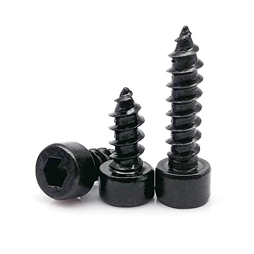 10/20/50/100 Stück M2 M2,6 M3 M3,5 M4 M5 M6 Schwarzer Kohlenstoffstahl Allen Hex Innensechskant Kappe Kopf Möbel Holz Selbstschneidende Schraube(16mm,M3 100pcs) von JJQXAIBH