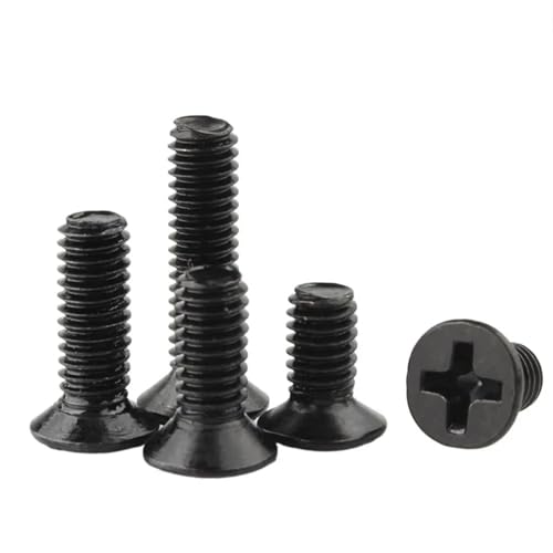 10/20/50 Stück M1,2 M1,4 M1,6 M2 M2,5 M3 M3,5 M4 M5 Mini Micro Schwarz Kohlenstoffstahl Kreuz Flachsenkkopfschrauben(6mm,M2 x 50Pieces) von JJQXAIBH